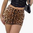 Leopard Cheetah Skirt with Shorts, Sexy Night Club High Waist Elastic Leopard Print Bodycon Mini Skirts for Women M