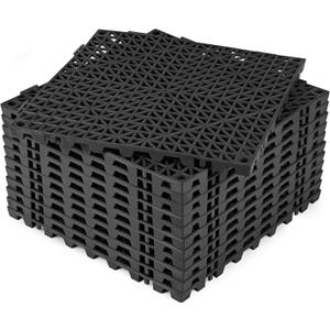 ToLanbbt Modular Interlocking Cushion 12P 11.8" x 11.8" Interlocking Rubber Floor Drain Holes Non-Slip Splicing Drainage Mats for Deck, Shower, Kitchen, Drain Pool, Sauna Bath, Indoor Outdoor (Black)