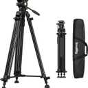 SMALLRIG 73''/186cm Heavy Duty Aluminum Alloy Video Tripod, Max Load 8kg (18lbs), Fluid Head with +85 to -78 Tilt Range, Compact Travel Tripod Weight 3.1kg(6.8lbs), Folded Height 88cm, AD-14-5440