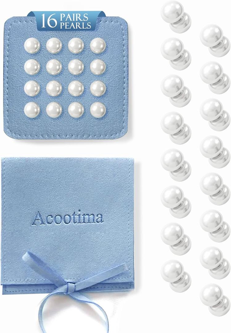 16 Pairs Double Sided Pearl Veil Weights Invisible Secure Veil for Outdoor Weddings, Elegant Gifts for Brides (Blue)