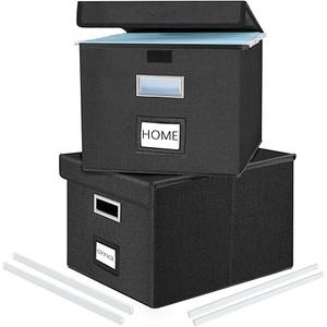 Huolewa File Organizer Boxes with Lids, Collapsible Faux Leather Hanging File Folder Box Organizer with Plastic Slide, Decorative Home/Office Filing System Boxes for File and Folders Storage