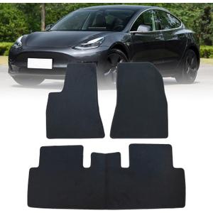 FZJDSD Black 3Pcs Front & Rear Floor Mats Carpet Velour Replacement Compatible with Tesla Model 3 2017 2018 2019 2020 2021 2022 2023
