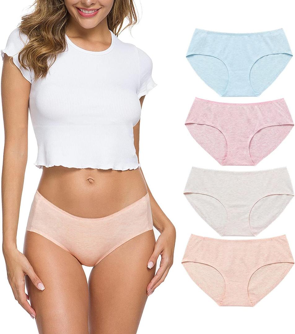 Wealurre Cotton Bikini Women's Breathable Panties Seamless Comfort Underwear S, 4 Pack