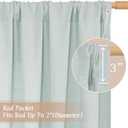 LAMIT Bedroom Linen Curtains 45 Inch Long, Light Filtering Neutral Window Curtains Farmhouse Boho Rod Pocket Room Decor Panels for Small Window/Living Room, 2 Panels, 42 x 45 Inch, Light Blue