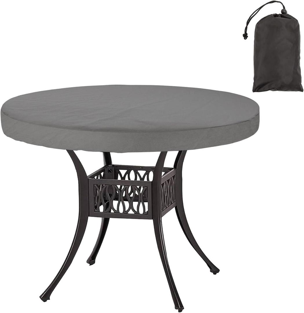 Round Table Top Covers,Waterproof Anti-UV Patio Table Covers for Outdoor Furniture,Fits Round Patio Table Top Up to 34" - 36" Diameter,Fitted Tablecloth Round