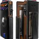 Airtag Wallet for Men,with Money Clip 10 Cards Metal Case Smart Slim Pop Up Credit Card Holder Flip with Magnetic Closure RFID Blocking wallet with Gift Box (Black034)