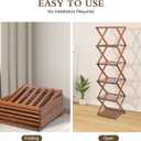 Bamboo Shoe Rack 6 Tier Foldable Shoe Rack Narrow Vertical Shoe Organizer Free Standing Shelf, Multifunctional Slim Storage for Entryway, Corner, Bedroom, Hallway, Walnut Color