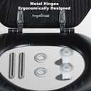 Angel Shield Durable Wood Veneer Elongated Toilet Seat Metal Hinges Easy Clean(Elongated, Black)