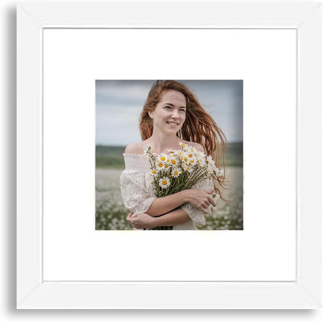 Framed custom hi-resolution premium canvas print, upload your photo or image, 8x8 canvas print (13"x13" white frame with matting), ready-to hang. Made in USA.