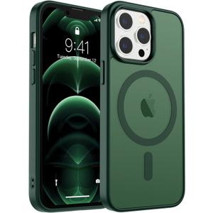 zapica Magnetic for iPhone 12 Pro Max Case, [Compatible with MagSafe] [Military Grade Drop Protection] Translucent Matte Shockproof Anti-Scratch Phone Cover, Forest Green