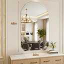 Suidia Bathroom Mirror, 30"x 48" Wall Mirror, Frameless Bathroom Mirror with Beveled Edge for Bedroom, Living Room, Entryway, Hallway, Arched Shape