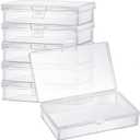 6 Pieces Mini Plastic Clear Beads Storage Containers Box for Collecting Small Items, Beads, Jewelry, Business Cards, Game Pieces, Crafts (5.2 x 3 x 1.2 Inch)
