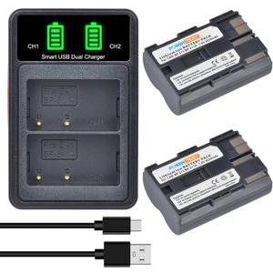 2-Pack BP-511 BP511A Battery and LCD USB Dual Charger for Canon EOS 40D 300D 5D 20D 30D 50D