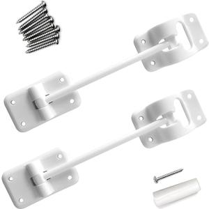 2 PCS RV Door Latch Bracket, 2-7/8 " x 1-3/4 " Plastic Waterproof and Rust-Proof Door Catcher Accessories, T-Type External Door Hook Repair Replacement, Universal for RVs Trailers (White #9)