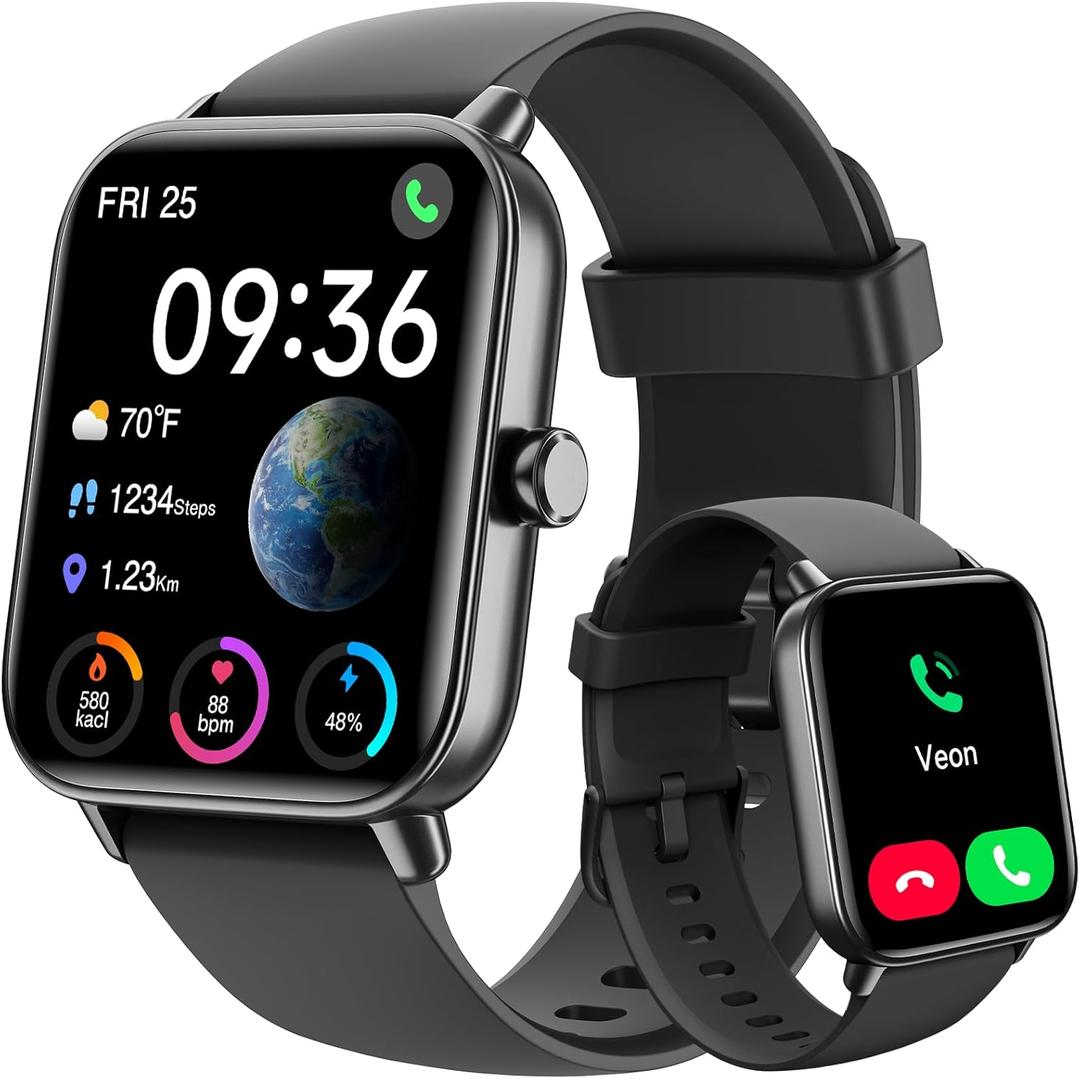 ENOMIR Smart Watch for Men Women, Alexa Built-in Fitness Tracker with Call Function&1.8" HD Touchscreen, IP68 Waterproof Heart Rate/Sleep/SpO2 Monitor, 100+ Sport Modes, iOS Android Compatible, Black
