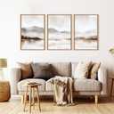 Neutral Abstract Mountain Framed Canvas Print Wall Art Set,Watercolor Beige and Gray Calming Landscape Wall Decor,Modern Minimalist Nature Artwork for Living Room,Bedroom-24 x36 x3