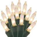 2 Pack Clear Christmas String Lights, 100 Count Each, Incandescent Mini Christmas Lights, Connectable Xmas Tree Light for Indoor Outdoor Garland Birthday Holiday Wedding Festival Party (Clear Warm White)