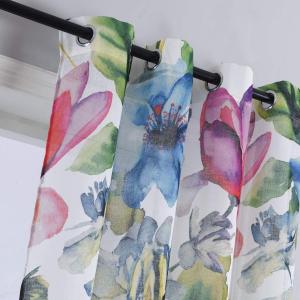 Taisier Home Stylish Living Elegant Abstract Colorful Curtains Printed,Colorful Sheer Curtain Print,Fashion Curtain 63 Inch Lenth for Bedroom(Floral Print Curtain 2 Panels Set) (Big Flower Sheer)