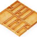 SpaceAid 14-Piece Bamboo Drawer Organizer Storage Boxes Set, Wood Tray Junk Drawer Organizers Multi-Use Divider Bins for Kitchen, Bathroom, Office Desk and Makeup Organization (14 Pack, Natural)