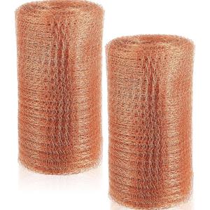 Gisafai 5" x 200 ft Copper Mesh Rodent Control Copper Wool for Slugs Rustproof DIY Hole Filler Pure Wire Mesh for Bat Snail Bird Pest Rodent Control Gap Blocker Fill Fabric Hole Gardening (2 Roll)