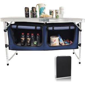 Camp Field Camping Folding Aluminum Table with Adjustable Legs for Outdoor Travel Beach, Backyards, BBQ, Party and Picnic Foldable Table