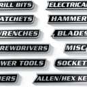 2 x Magnetic Tool Box Labels, Reusable Heavy Duty Magnetic Toolbox Labels for Garage, Workshop, Storage Bins, 12 Pcs/Black (Extra-thick)