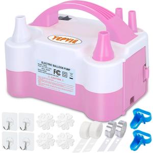 Electric Balloon Pump, Portable 2 Modes Balloon Blower Machine with 14 Balloon Arch Kits, Air Pump for Balloon, Balloon Inflator for Party Decoration (Pink)