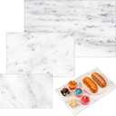 Hushee 3 Pcs Marble Cutting Board for Kitchen Marble Serving Tray Platter Different Sizes 9 x 6'' 12 x 8'' 16 x 10'' Non Slip Feet Pastry Cheese Tray for Pizza Bread Cake Baking Display(White)