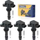 4PCS UF540 Ignition Coils + 4PCS Iridium Spark Plugs Ignition Coils Pack Fits for 2006-2013 3, 2006-2013 6, 2010-2012 CX-7 2.0L, Coil Pack Set Replace OE 90083 6M8G-12A366