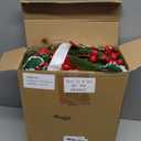 Nuogo 6 Pcs Christmas Artificial Poinsettia Flower with Terracotta Pots Vase and Stickers Christmas Tabletop Centerpiece Flower Picks Holly Red Berries Faux Floral Arrangements for Xmas Home Party