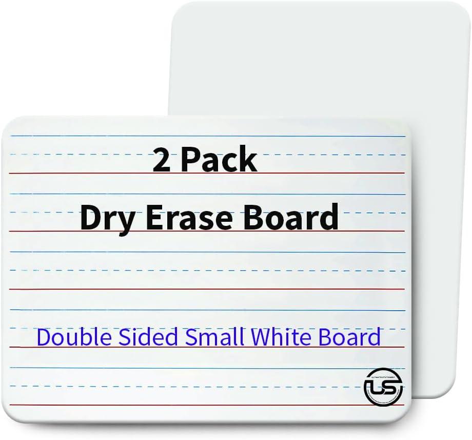 Small White Board 9X12, Small Dry Erase Board 2 Pack Whiteboard Dry Erase Double Sided with Lines Mini Whiteboard, Lapboard Ideal for Homeschool, Office, Classroom White Boards for Kids