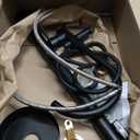 BESy Freestanding Bathtub Faucet Tub Filler Free Standing Floor Mount Stand Brass Bathroom Tub Faucets with 2 Function Hand Shower Wand Swivel, Matte Black Finish