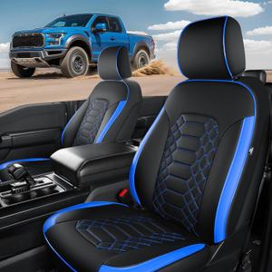 F150 Seat Covers Front Seats - Pickup Truck Seat Protectors for Ford 2015-2026 F150 SuperCrew & 2017-2026 F250/ F350/ F450 Super Duty Crew Cab, Durable Faux Leather Waterproo