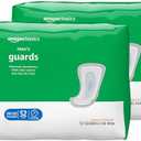 Amazon Basics Men's Incontinence Guards, Maximum Absorbency, 104 Count, (2 Packs of 52)