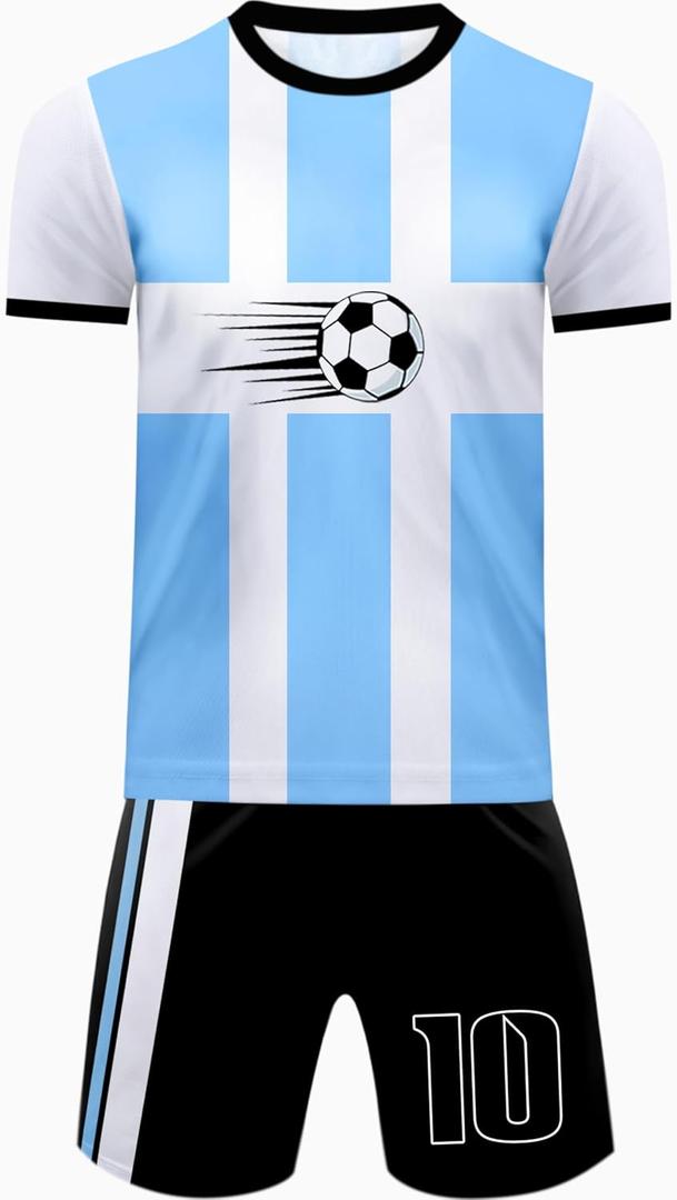Boys Soccer Jersey Set Kids Football Training Uniform Quick Dry Youth Sports Kit with Shorts Future Champion 160