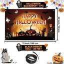KatchOn Haunted Happy Halloween Backdrop - XtraLarge, 72x44 Inch | Scary Pumpkin Banner for Outdoor Decorations