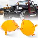 Auxbeam V-Ultra Series 3 Inch Deep Amber Light Covers 2300K Dark Amber Tone Round Offroad Lens Cap Smoked Tint Reduce Glare for Fog & Dust Low Visibility, 2 Packs