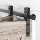 36" Bifold Sliding Barn Door Hardware Track Kit,Side Mounted Black J Shape Roller,Smoothly and Quietly,Assembly Easy,Fit Double 16" Bi-Folding Doors (Door Not Included)