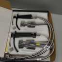 FRANSITON Black Waterfall Bathroom Faucet Lavatory Single Handle 1 or 3 Hole Bathroom Sink Faucet Washbasin Faucet with Deck and Pop-up Drain (Matte Black- Set of 2, Short)