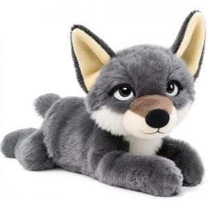 KUUDESOXX Lying Down Wolf Stuffed Animal- Your New Snuggly Companion for Hugs and Bedtime - A Joyful Addition to Any Room