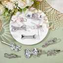 20Pcs Metal Heart Hair Clips Aesthetic Hair Barrettes with Iron Alligator Star Bow Alloy Silver Elegant Decorative Headwear Bobby Pins Accessories for Long Short Party Hairstyle DIY Decor