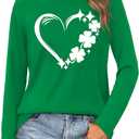 St Patricks Day Shirt Women Lucky Shmrock Shirts Cute Saint Patricks Day Green Clover Long Sleeve Blouse Tops (Small)