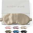 SUNDAYSILKS Exclusive Mulberry Silk Sleep Mask | Soft Eye Covers, Blackout Sleeping Mask for Women & Men | Silk Eye Mask for Sleep, Travel, and Relaxation | Antifaz para Dormir [Nude Champagne]