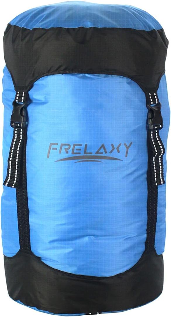 Frelaxy Compression Sack, 40% More Storage! 11L/18L/30L/45L/52L Compression Stuff Sack, Water-Resistant & Ultralight Sleeping Bag Stuff Sack - Space Saving Gear for Camping, Hiking (Medium, Blue)