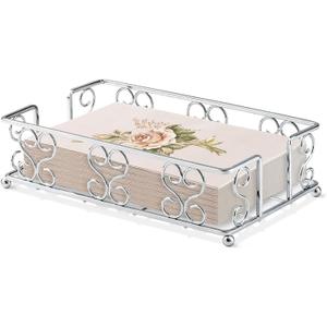 Napkin Holder & Guest Towel Tray - Stainless Steel Disposable Paper Towel Dispenser for Bathroom, Table, Kitchen Countertop, Dinner Table, Vanity