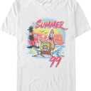 Nickelodeon Big & Tall Squarepants Airbrushed Spongebob Men's Tops Short Sleeve Tee Shirt (White), 3XL
