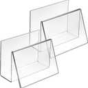 Vicenpal 4 Pcs Clear Acrylic Postcard Holder Business Card Holder Greeting Card Display Clear Business Card Stand Rack for Index Card Organizer Desk Table Home Office School, 6 x 4.25 x 4.5 Inch