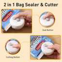 3 x Mini Chip Sealer Portable Snack Bag Sealer Type-C Rechargeable Sealing and Cutting 2 in 1, White