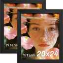 20x24 Picture Frame, Wooden Poster frame for 20 x 24 in Photos and Art Prints, Horizontal or Vertical Wall Mounting, Black 20 x 24 Poster Frame, 2 Pack.