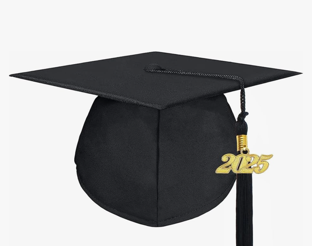 FtyFty Unisex Adult Matte Graduation Cap with Tassel Year Charm 2025 (Pack of 5, Black)